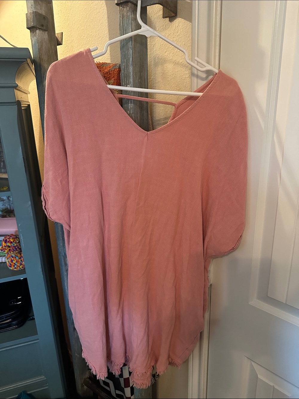 Women's V-Neck Pink Tunic dress
